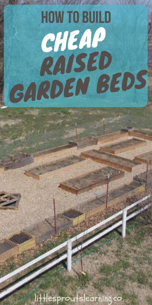 overhead shot of preschool garden beds just built, arranged, and filled with dirt.