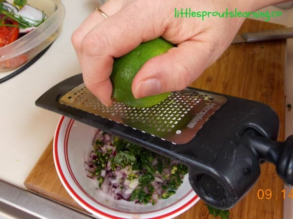 grating lime zest into pico