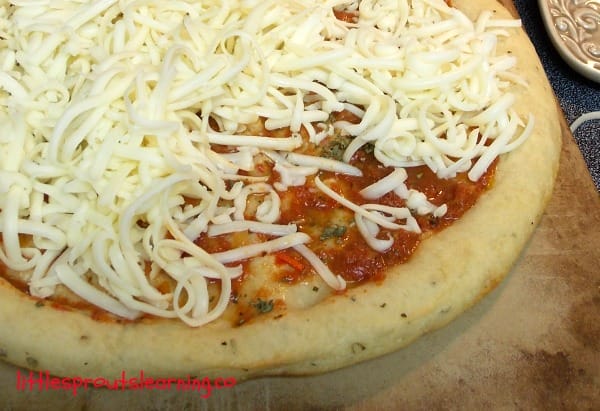 hand tossed pizza crust topped with san marzano tomato sauce and mozzarella cheese