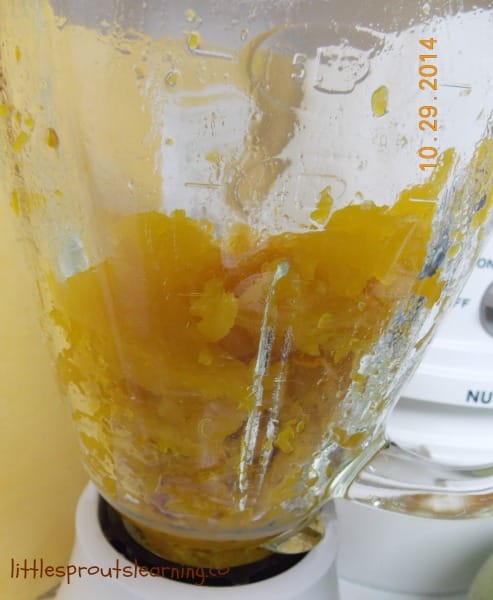 blender with cooked pumpkin puree