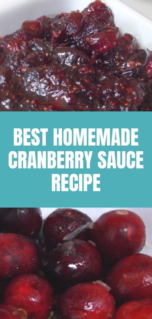 homemade cranberry sauce in a bowl and some fresh cranberries