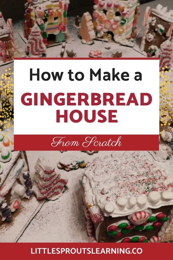 gingerbread house train on a board