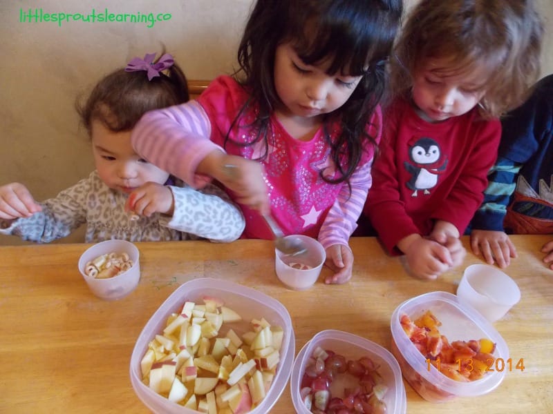 making fruit parfaits with kids