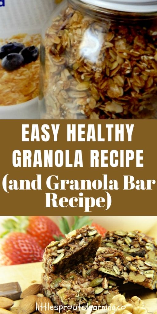 Healthy granola and granola bars on a counter.