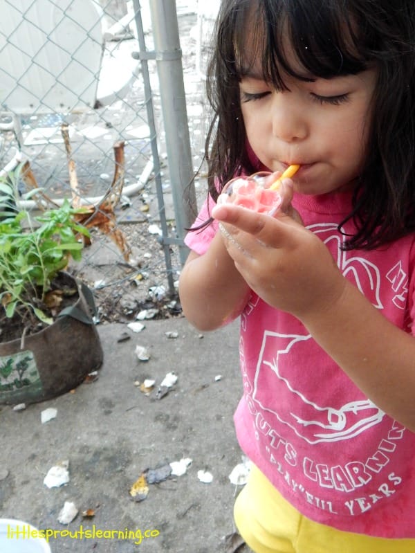 bubbles at water party for preschool