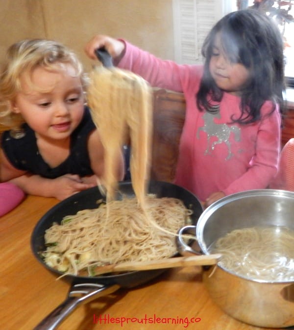 Kids cooking school is fun and rewarding! This Lotsa Pasta recipe was a huge hit here at Little Sprouts. Even the picky eaters like it. 
