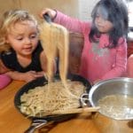 Kids cooking school is fun and rewarding! This Lotsa Pasta recipe was a huge hit here at Little Sprouts. Even the picky eaters like it.