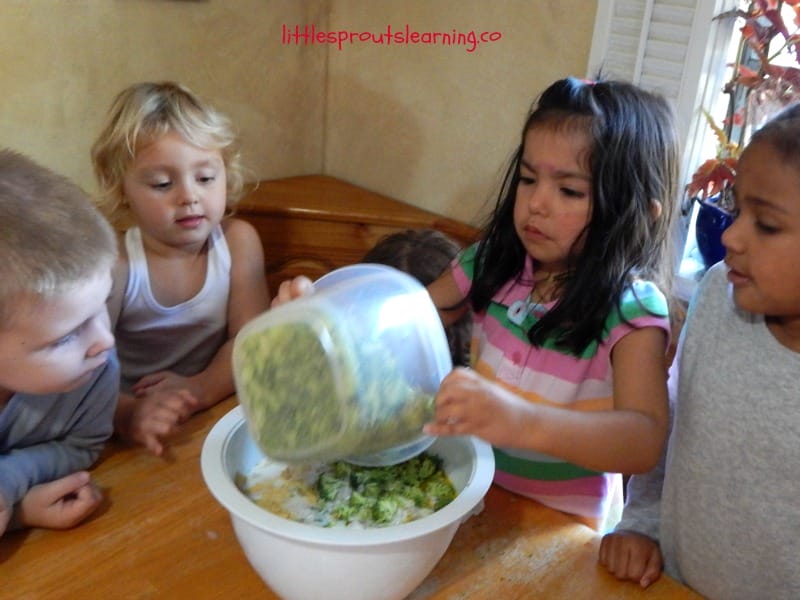 vegetable and egg casserole, cooking with kids