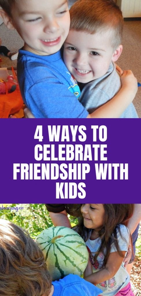 Kids hugging and helping each other in the garden