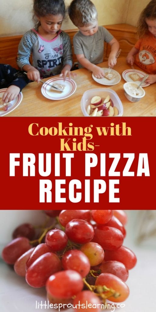 Kids spreading cream cheese on graham crackers to make fruit pizzas