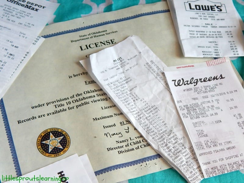 childcare and taxes receipts and license