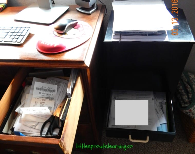 organized daycare paperwork for home daycare in a desk