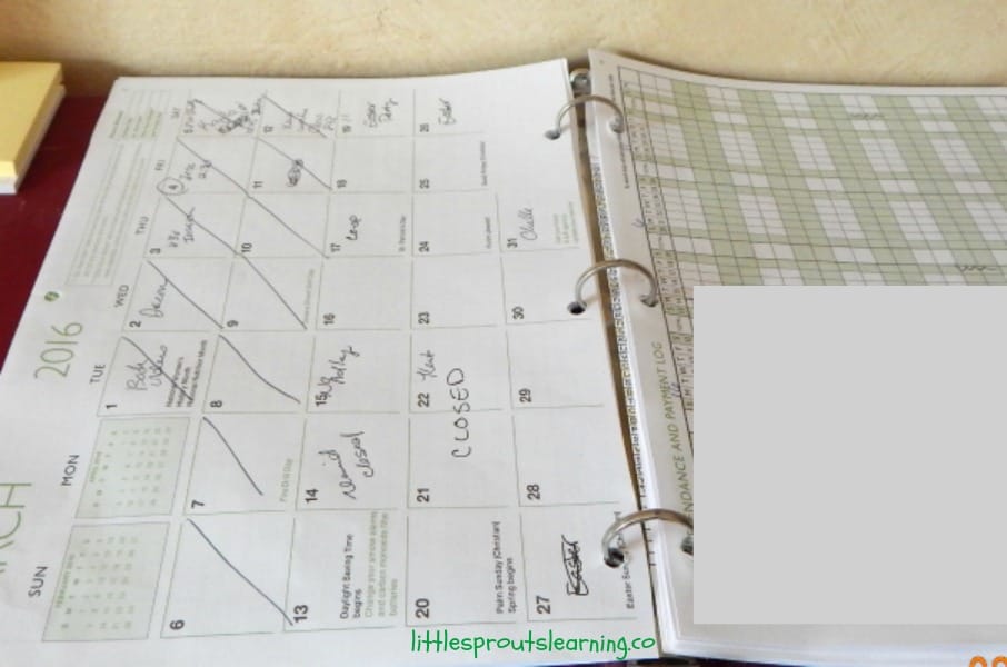 Calendar and paperwork.