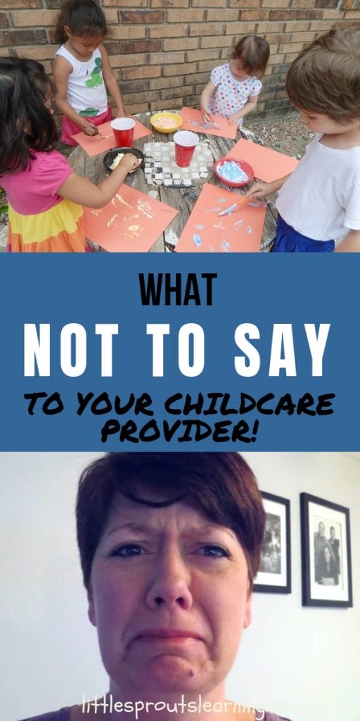 kids painting outside and an upset childcare provider