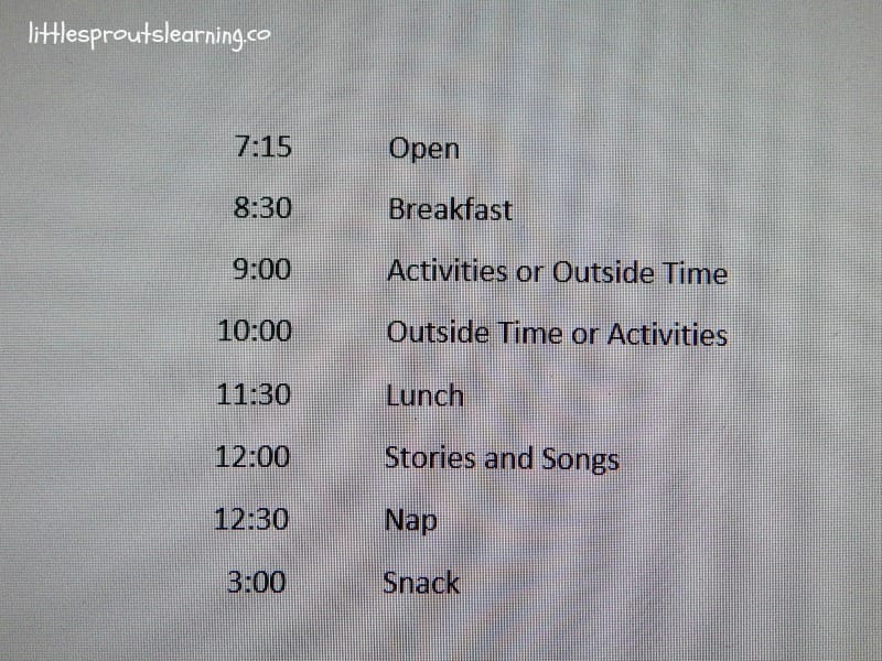 daycare schedule to ask for when looking for daycare