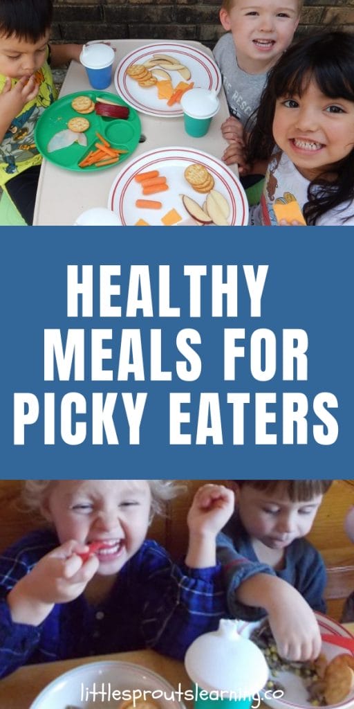 Kids sitting at a table eating healthy food for lunch