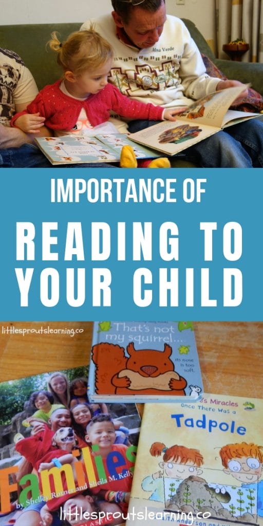 books to read to children and a grown up reading to a small child