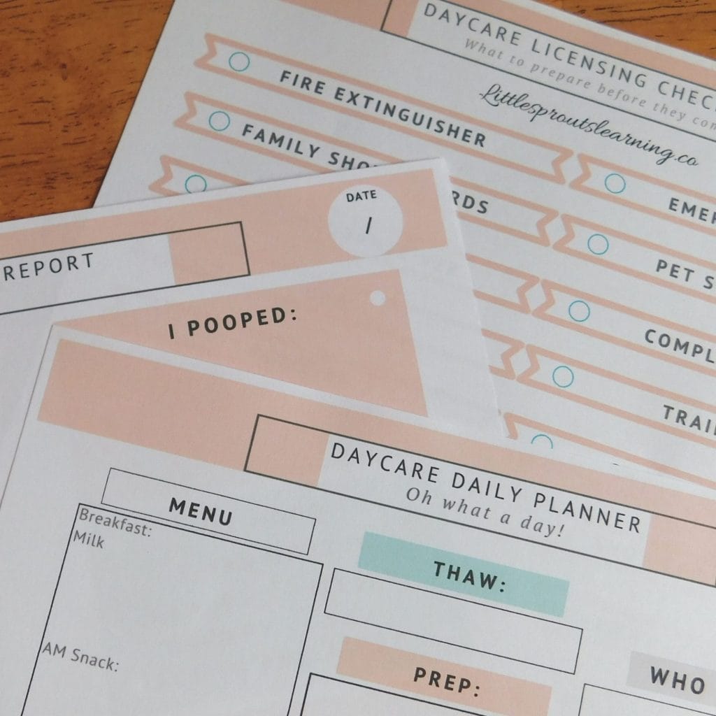 Printable menu planning sheets and daycare planning sheets