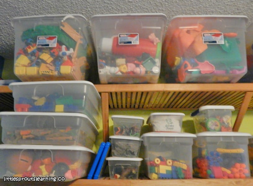 toy storage on shelves