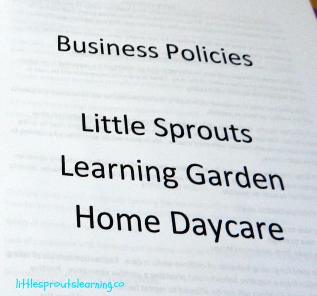 business policies for home daycare