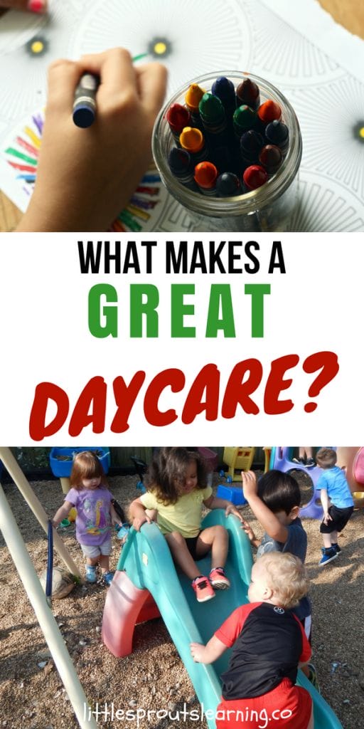 kids playing on the playground at daycare and coloring with crayons