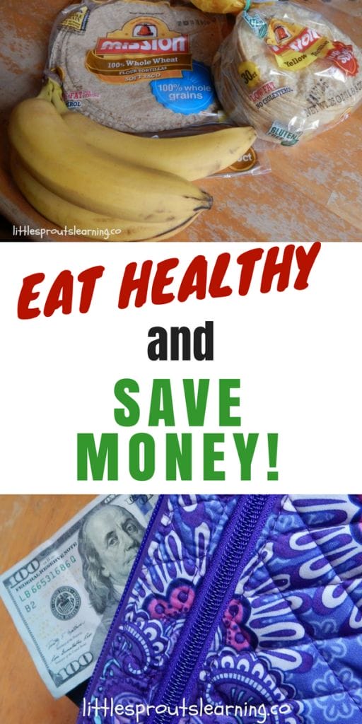 healthy food on the table and money in a wallet