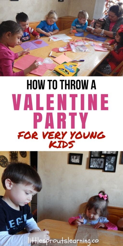 Young kids doing process art at Valentine's party