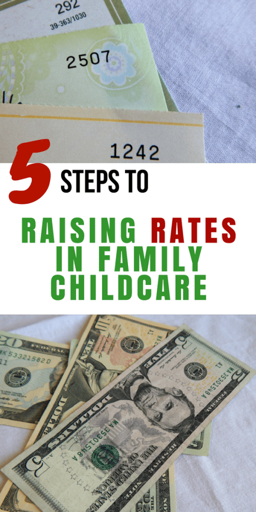 dollars and checks on a table to pay rates for family childcare