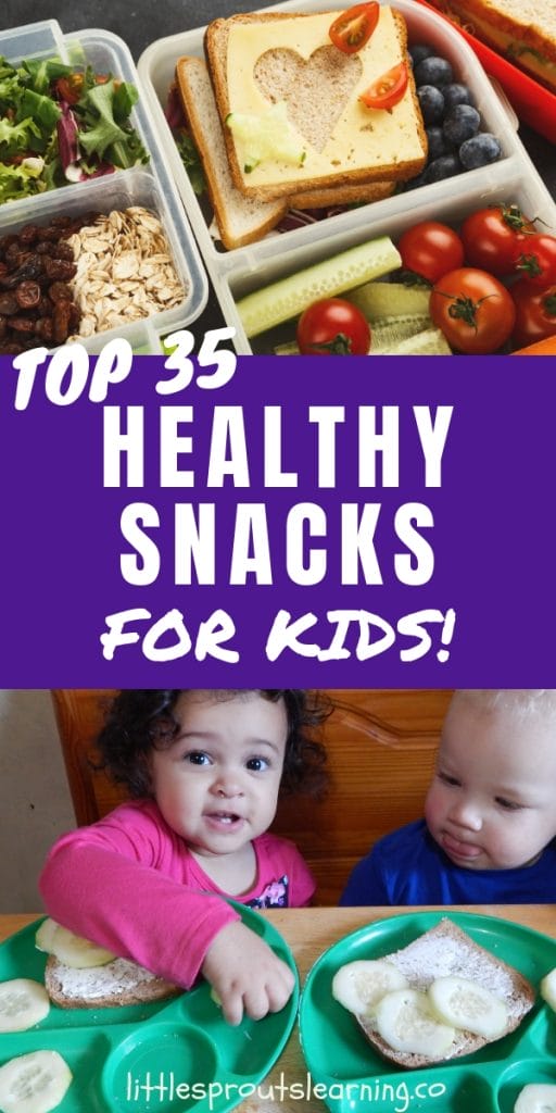 healthy snack preps and two toddlers eating healthy cucumber sandwiches for snack