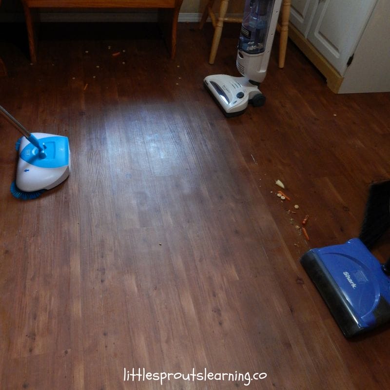 testing floor sweepers on dropped food