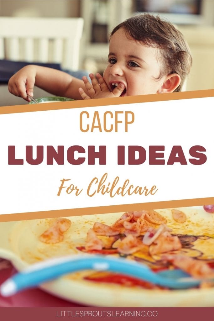 childcare child eating healthy food at the table and a plate with a few bites leftover and a spoon