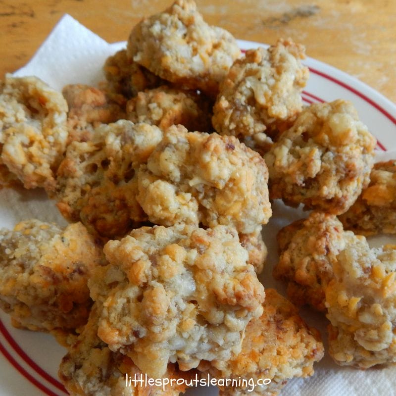 A pile of bisquick free sausage balls on a plate