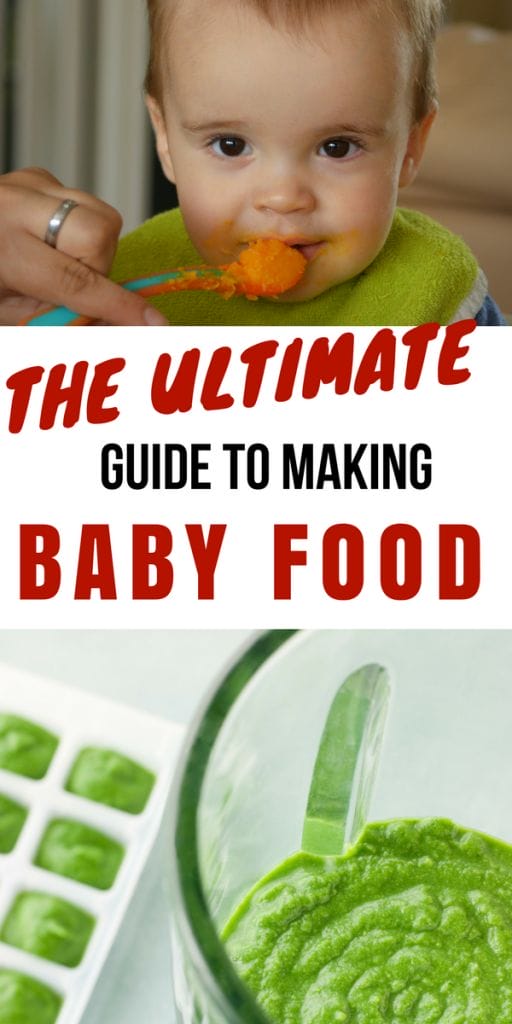 baby eating babyfood and a bowl of fresh baby food and some in ice trays