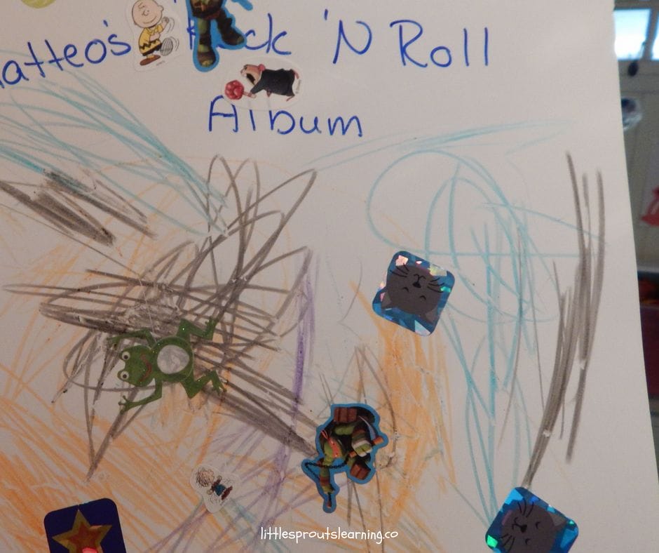 Record album cover colored and made by kids