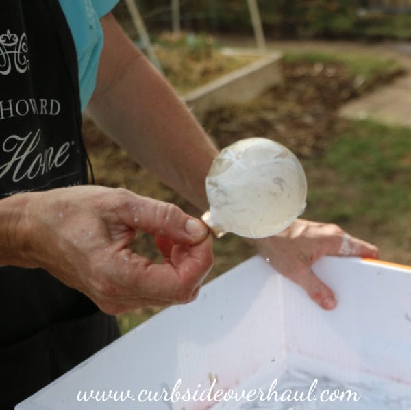 handmade marbled ornaments in white