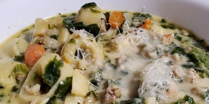 tortellini soup in a bowl