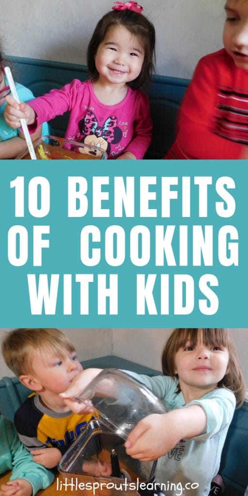 children cooking at the table, mixing food with a spoon