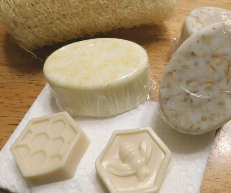 Make your own luffa bar soap with soap base for a luxurious exfoliating bathing experience.