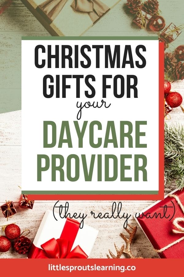 Christmas gifts and Christmas decorations on a board. Christmas gifts for your daycare provider they really want.
