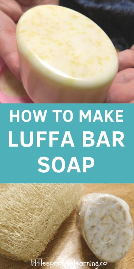 luffas and homemade soaps on a table