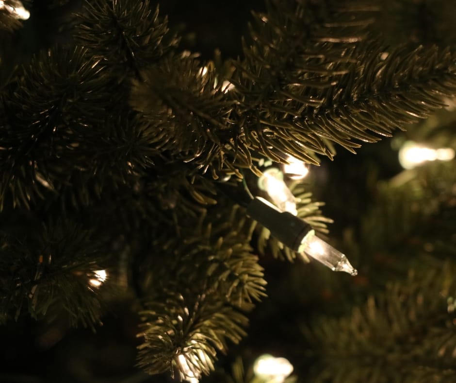 lights on a christmas tree, close up