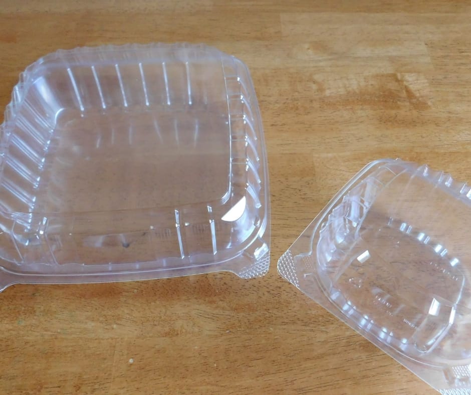 Used takeout containers for DIY shrinky dinks.
