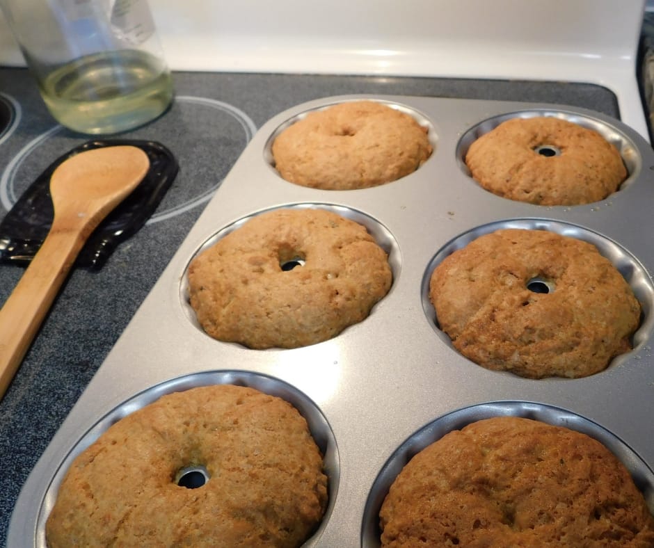 mini honey lavender bundt cakes in cake pans
