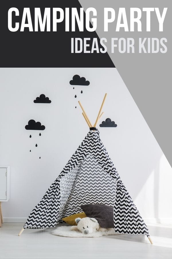 Black and white tee pee in the dramatic camping play area