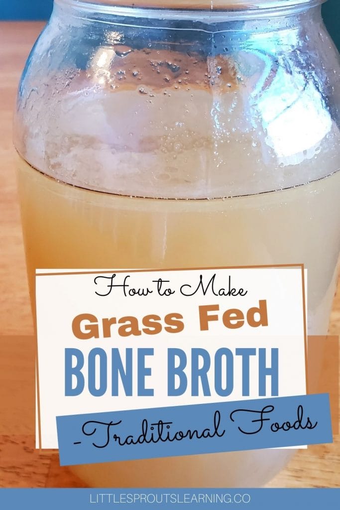 Glass jar full of grass fed bone broth