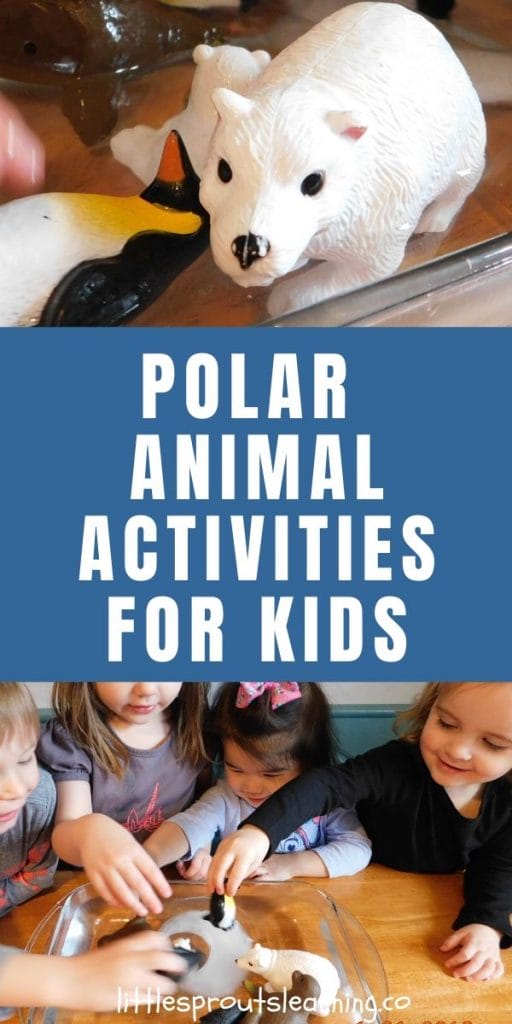 children playing in ice water with polar animals.