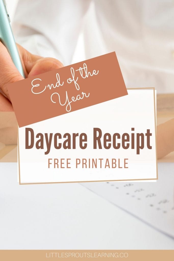 End of the year daycare receipt writing with a pen