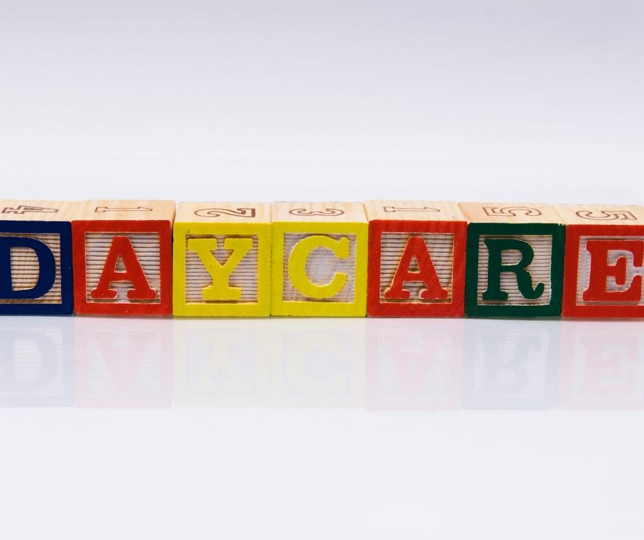 Blocks that spell out daycare.