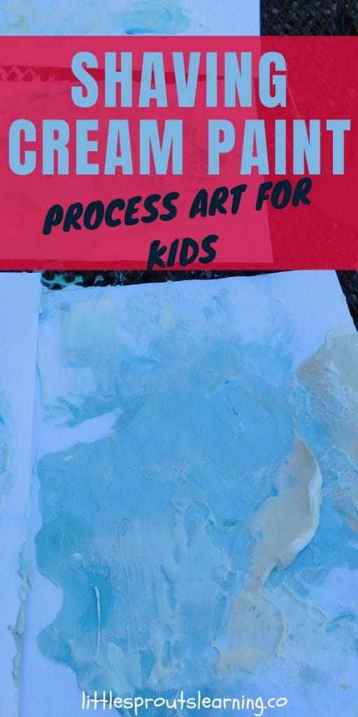I love activities that use stuff I already have around the house. This shaving cream paint process art was a huge success and easy to do.