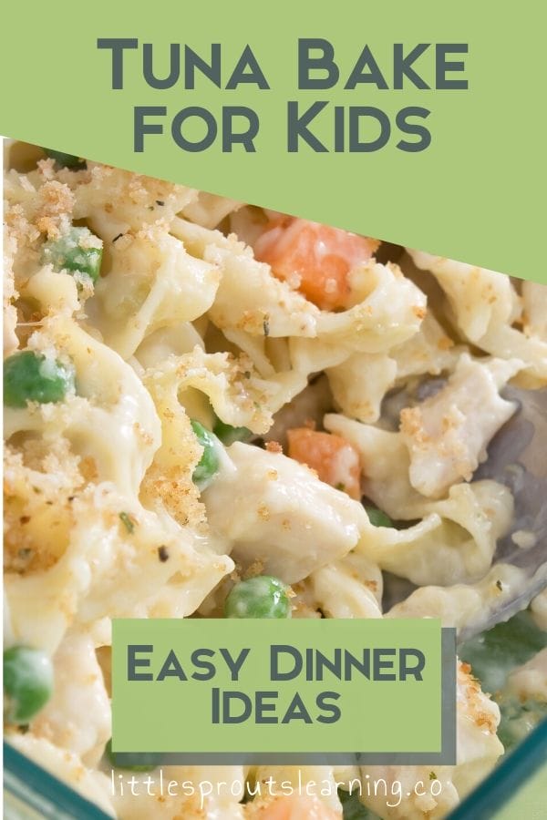 I love it when I find a recipe combination that my daycare kids are crazy about. This tuna bake for kids is an easy dinner idea, can be made ahead, freezes great, and pleases a crowd.